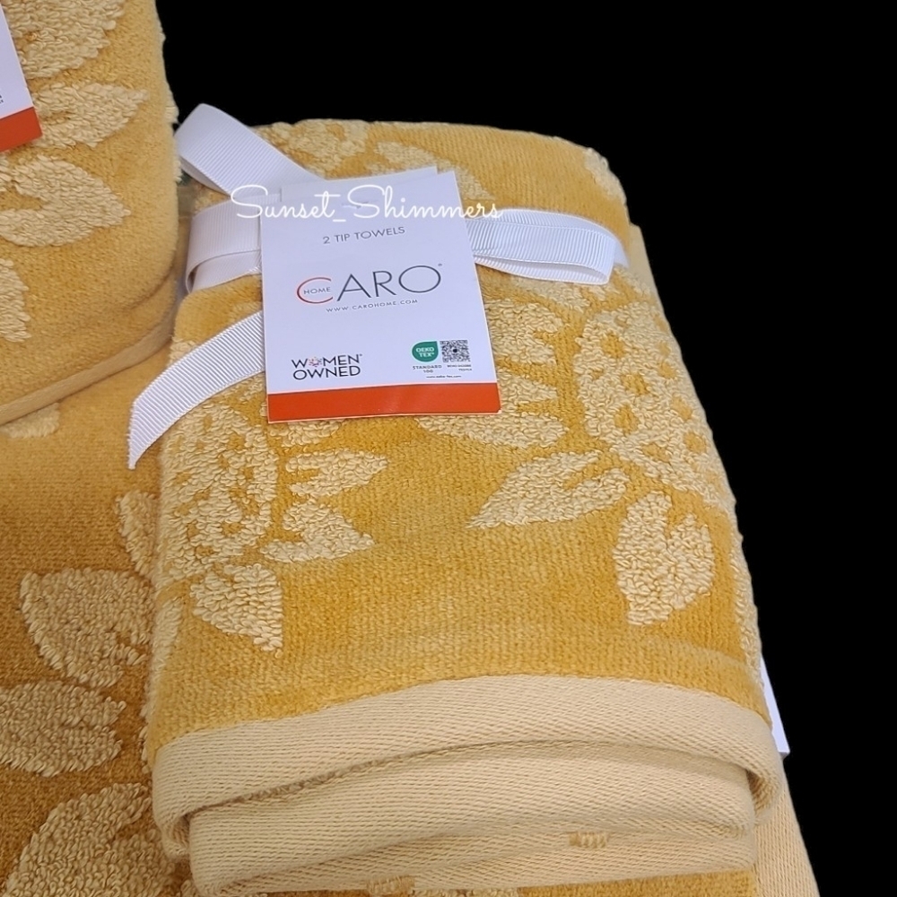 6pc Summer Fall SUNFLOWER BATH HAND TIP TOWEL SET Caro Home NEW - Picture 3 of 10